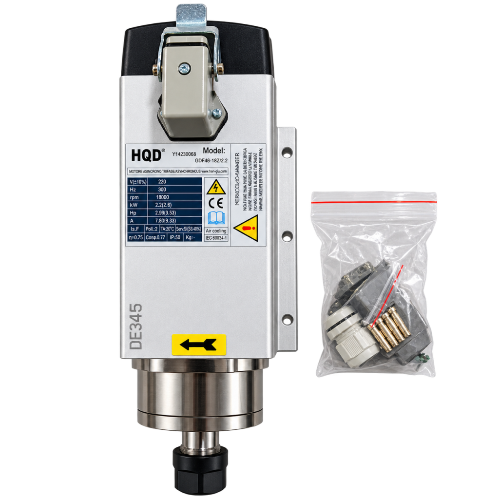 [SP2200AF] 2.2KW (3HP) Air-Cooled CNC Milling Spindle, Flange Mount, ER20
